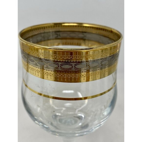 Set 4 Cristalleria Fratelli Fumo Wine Glasses Italy Gold & Platinum Banded MCM - Picture 3 of 8